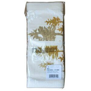 New Holiday Forest Table Runner Linen Christmas Gold Tree Glitter Tableau 14x72